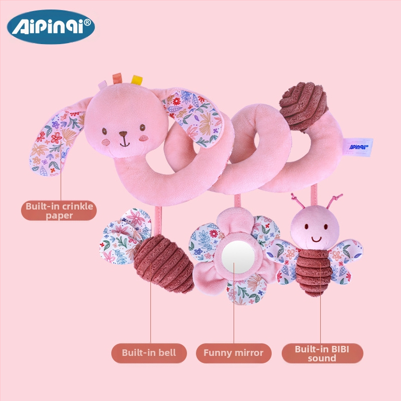 Закачлива плюшена играчка за легло и детска количка – огледало, BB Call, дрънкалка; възраст 0–3 г; модел 24688A