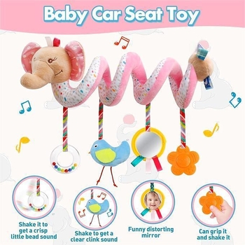 Кошарен обиколник за бебета с животински мотиви, дрънкалка, огледало, плюшена материя, развитие на зрението и слуха