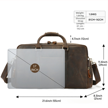 MASIWEI Τσάντα Επαγγελματικού Ταξιδιού από Crazy Horse Δέρμα, Χειραποσκευή, Ρετρό Στυλ Ευρώπη-Αμερική, Χωρητικότητα Κάτω από 20L