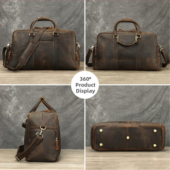 MASIWEI Τσάντα Επαγγελματικού Ταξιδιού από Crazy Horse Δέρμα, Χειραποσκευή, Ρετρό Στυλ Ευρώπη-Αμερική, Χωρητικότητα Κάτω από 20L