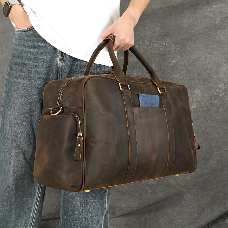MASIWEI Τσάντα Επαγγελματικού Ταξιδιού από Crazy Horse Δέρμα, Χειραποσκευή, Ρετρό Στυλ Ευρώπη-Αμερική, Χωρητικότητα Κάτω από 20L