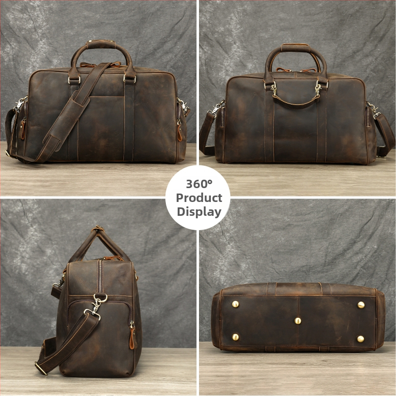 MASIWEI Τσάντα Επαγγελματικού Ταξιδιού από Crazy Horse Δέρμα, Χειραποσκευή, Ρετρό Στυλ Ευρώπη-Αμερική, Χωρητικότητα Κάτω από 20L