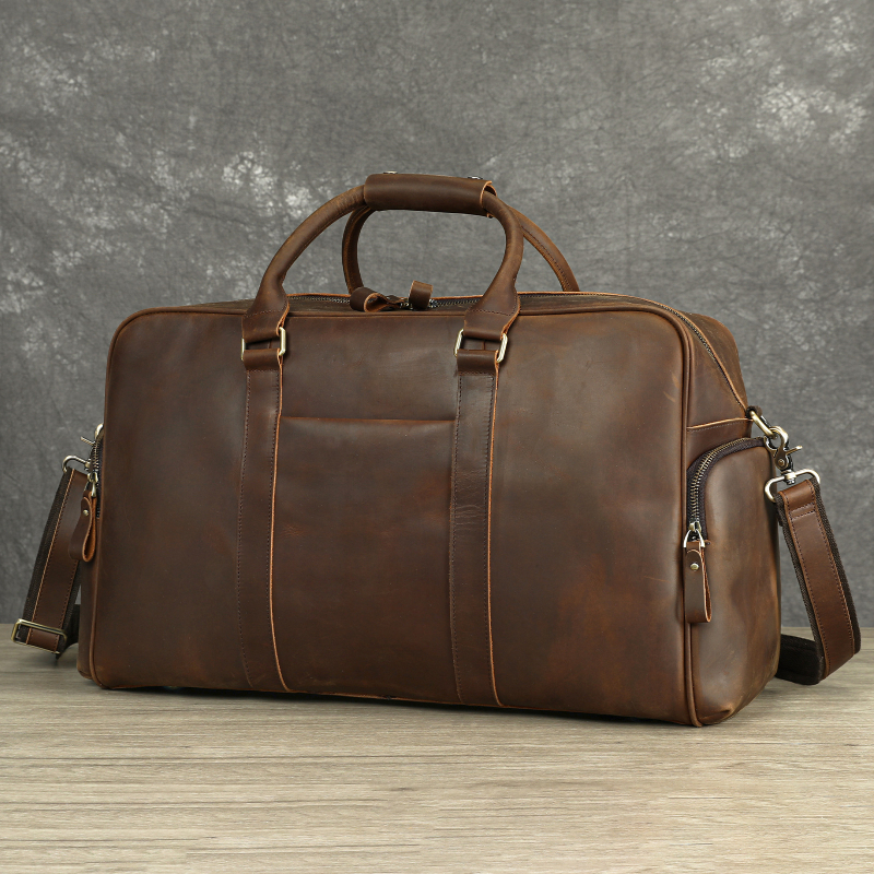MASIWEI Τσάντα Επαγγελματικού Ταξιδιού από Crazy Horse Δέρμα, Χειραποσκευή, Ρετρό Στυλ Ευρώπη-Αμερική, Χωρητικότητα Κάτω από 20L