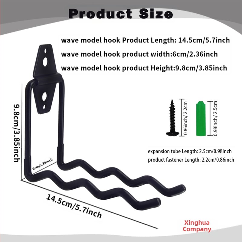 Metāla sienas āķis ūdens caurulēm un instrumentu uzglabāšanai, dubultais āķis, mūsdienīgs minimālais stils, slodze virs 30 kg