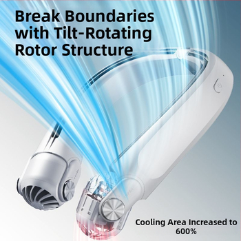 Φορητός ανεμιστήρας λαιμού, αναδιπλώμενος, USB επαναφορτιζόμενος, αποσπώμενη μπαταρία 300–500 mAh, 3 ταχύτητες, ασύρματη φόρτιση