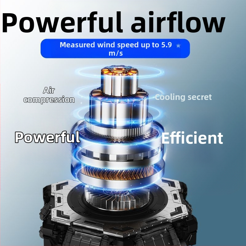 Prenosný ventilátor na krk, skladací, USB nabíjateľný, vymeniteľná batéria 300–500 mAh, 3 rýchlosti, bezdrôtové nabíjanie