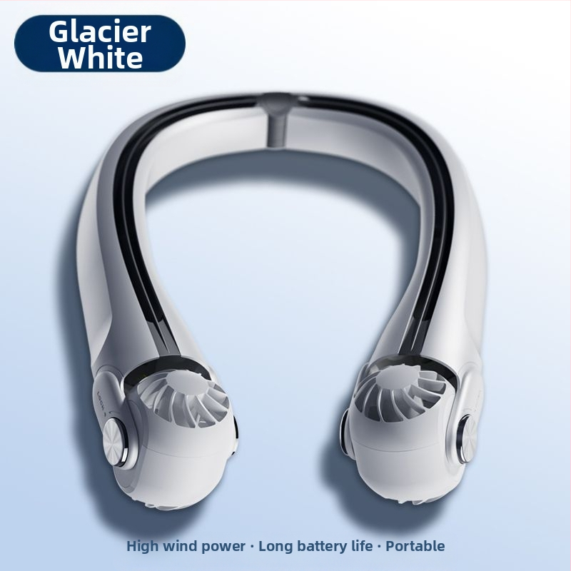 Pārvietojams kakla ventilators, salokāms, USB uzlāde, noņemama baterija 300–500 mAh, 3 ātrumi, bezvadu uzlāde