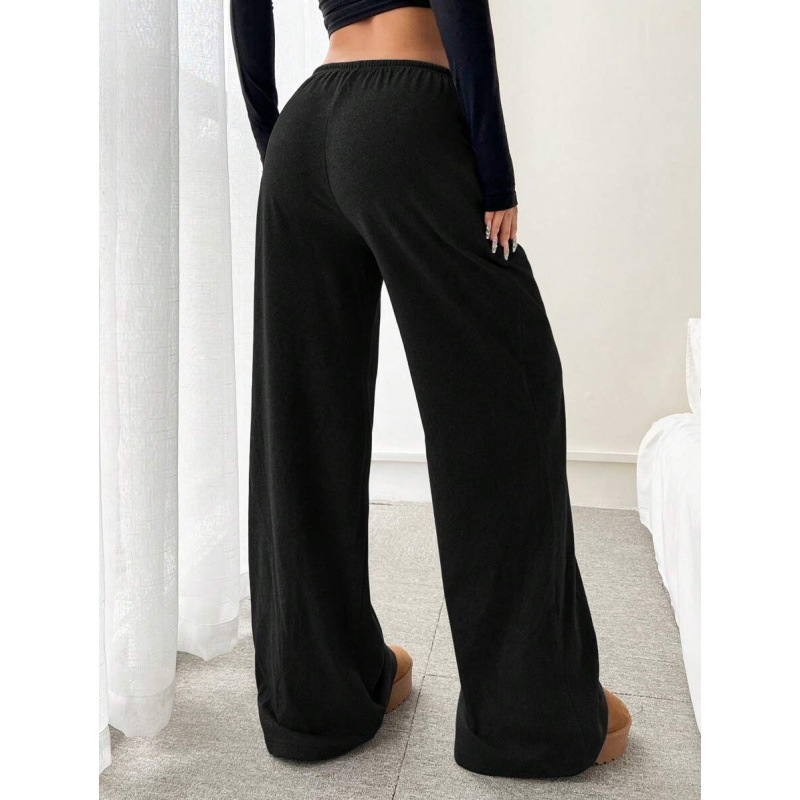 Pantaloni cu șnur în talie, croială lejeră, lungime 9/10, ușor elastici, bumbac CVC