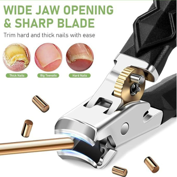 Νυχοκοπτικά από ανοξείδωτο ατσάλι, δύο τεμάχια, άνοιγμα 180°, ευρύ στόμιο, διπλή διαμόρφωση κοπής: κεκλιμένο και ίσιο