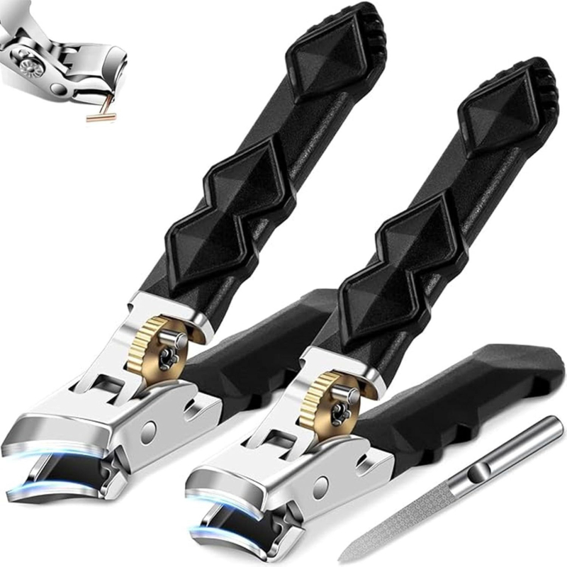 Νυχοκοπτικά από ανοξείδωτο ατσάλι, δύο τεμάχια, άνοιγμα 180°, ευρύ στόμιο, διπλή διαμόρφωση κοπής: κεκλιμένο και ίσιο