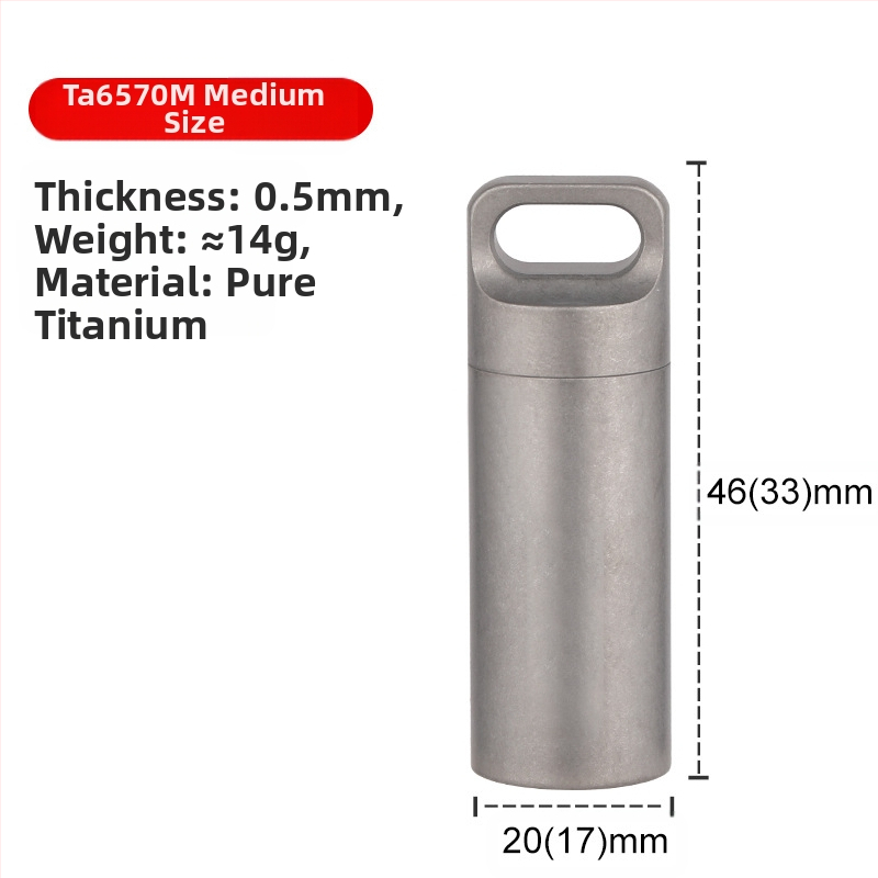 Tiartisan tiszta titánból készült zárt orvosi tároló – kültéri túléléshez és EDC-hez