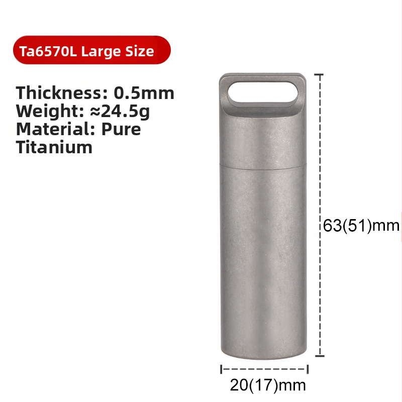 Tiartisan tiszta titánból készült zárt orvosi tároló – kültéri túléléshez és EDC-hez