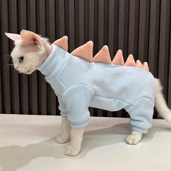 Ρούχο γάτας τεσσάρων ποδιών σε στυλ δεινοσαύρου, με φλίς για γάτες χωρίς τρίχωμα (Sphynx) – Πολάρ φλις