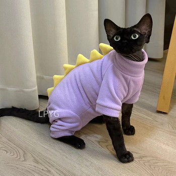 Ρούχο γάτας τεσσάρων ποδιών σε στυλ δεινοσαύρου, με φλίς για γάτες χωρίς τρίχωμα (Sphynx) – Πολάρ φλις