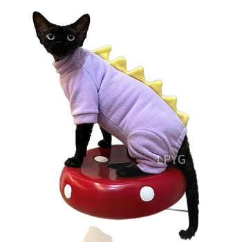 Ρούχο γάτας τεσσάρων ποδιών σε στυλ δεινοσαύρου, με φλίς για γάτες χωρίς τρίχωμα (Sphynx) – Πολάρ φλις