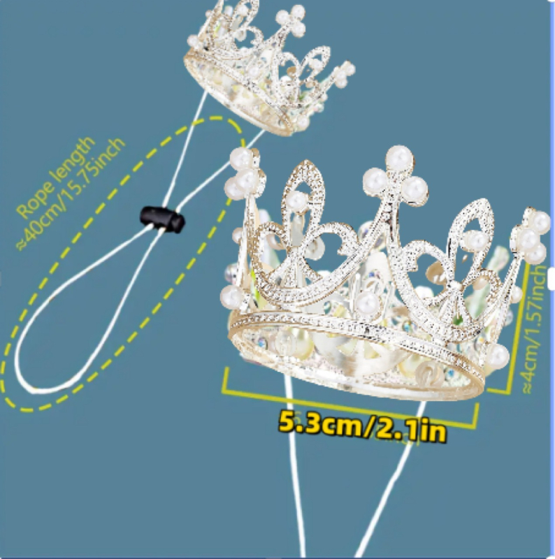Kutyakorona állítható zsinórral – ötvözetből készült korona, brit stílusú, esküvőkre, születésnapokra és Valentin-napra.