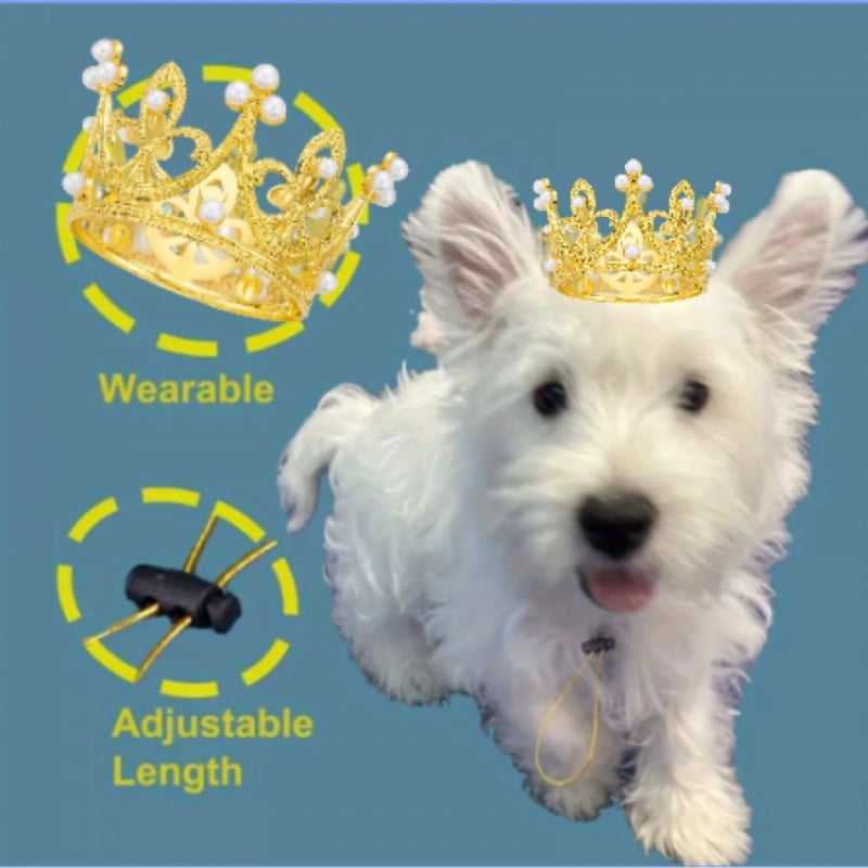 Kutyakorona állítható zsinórral – ötvözetből készült korona, brit stílusú, esküvőkre, születésnapokra és Valentin-napra.