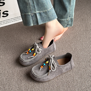 Sieviešu kurpes ar šņorēm stilā brogue, apaļa purngale, nubuk/velūra augšdaļa, 3–6 cm vidēja augstuma papēdis, gumijas zole