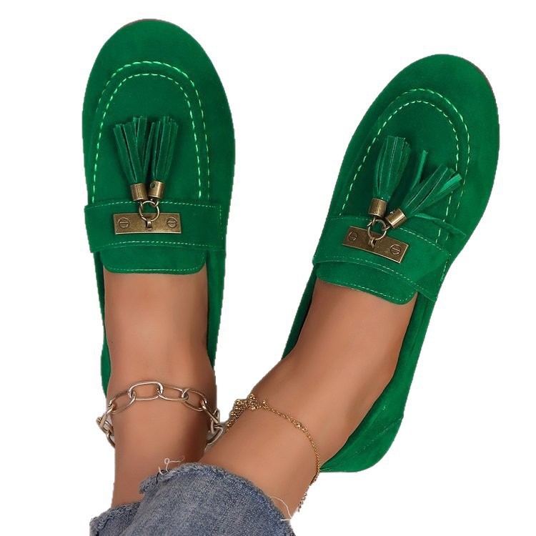 Γυναικείοι λοφέρ (PU upper; suede; deep opening; rubber sole; low chunky heel)