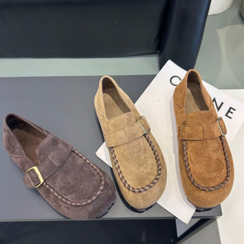 Sieviešu Vintage velūra Slip-On kurpes, apaļas purnas, gumijas zole, EVA iekšējā zolīte, zems profils