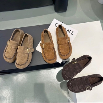 Sieviešu Vintage velūra Slip-On kurpes, apaļas purnas, gumijas zole, EVA iekšējā zolīte, zems profils