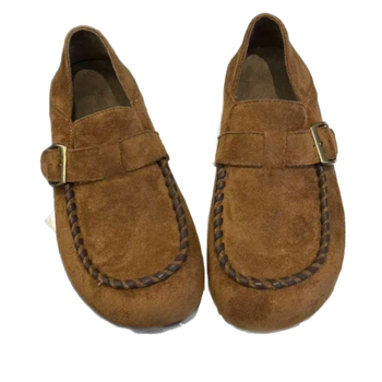 Sieviešu Vintage velūra Slip-On kurpes, apaļas purnas, gumijas zole, EVA iekšējā zolīte, zems profils