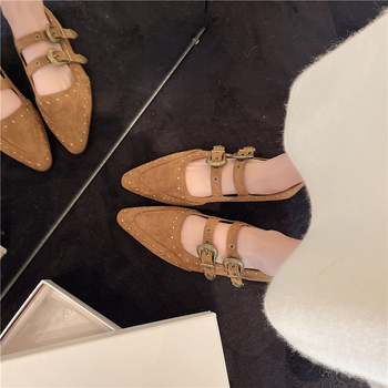 Mary Jane cipele s PU gornjim dijelom, kvadratni nos, kopča s kopčom, srednji peta 3–6 cm, gumeni đon