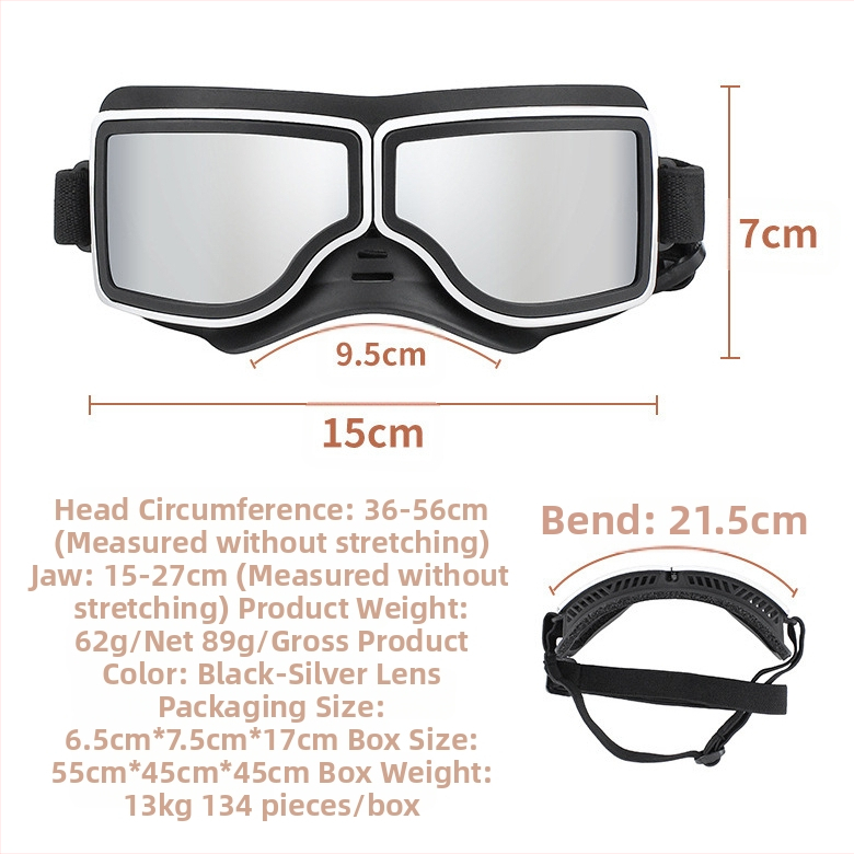 Очила за кучета NAMSAN, PC+TPU, британски стил, ветроустойчиви и UV защита