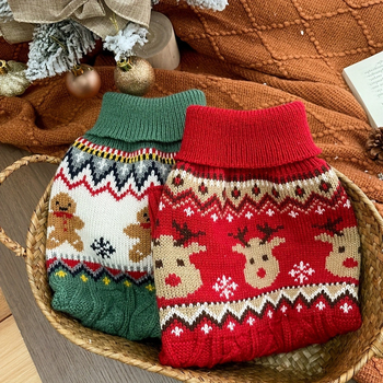 Mājdzīvnieku apģērbs: korāla fleece jaka ar Ziemassvētku motīvu, 2026. gada stil