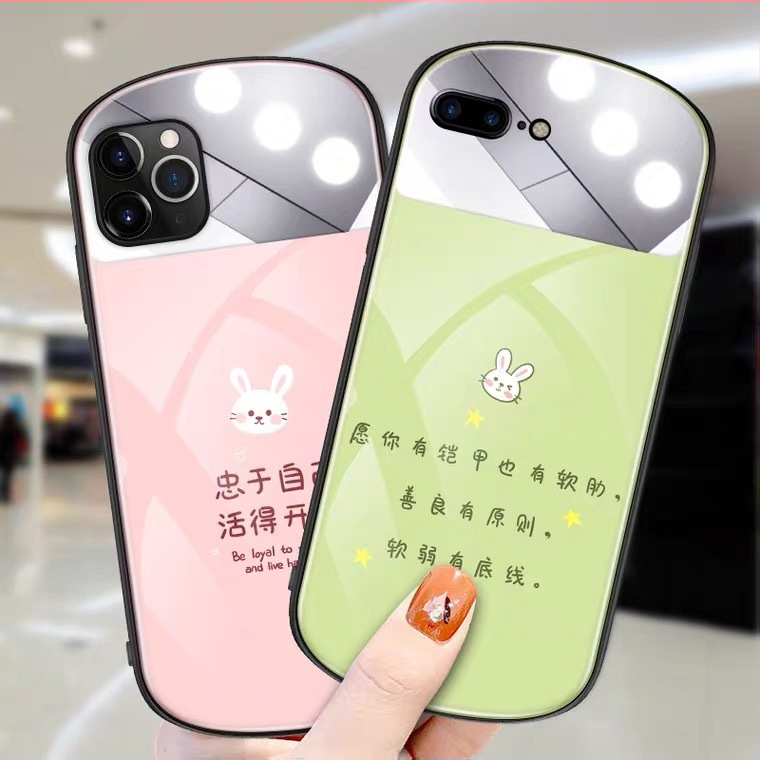 Zadný kryt pre iPhone 12/XR s oválnym zrkadlom na líčenie, TPU+PC, maľovaný, prispôsobiteľný