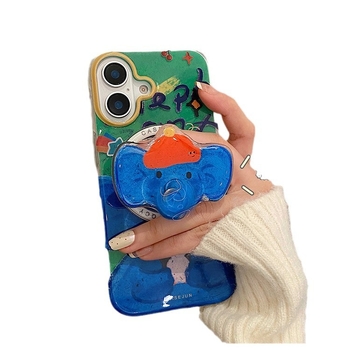 Trendy силиконов кейс за iPhone с въртящ се нос на слона и магнитна стойка, матов завършек, защита от падане, All-Inclusive стил, вдъхновение от Япония и Корея, съвместим с iPhone моделите