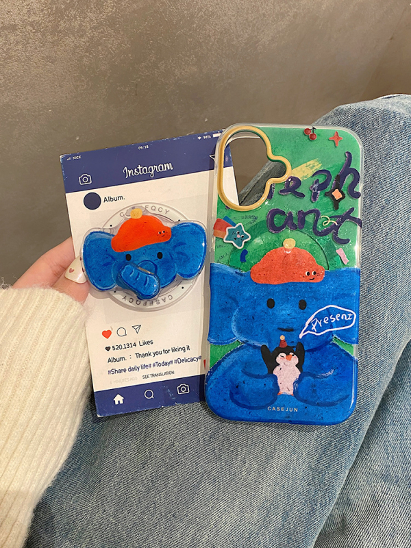 Trendy θήκη σιλικόνης για iPhone με περιστρεφόμενη προβοσκίδα ελέφαντα και μαγνητική βάση, ματ φινίρισμα, προστασία από πτώσεις, All-Inclusive στυλ με έμπνευση από Ιαπωνία και Κορέα, συμβατή με iPhone