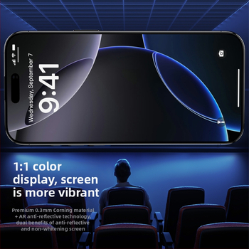 Закален стъклен протектор за предния екран на iPhone 14 Pro Max – прахоустойчив, пълен екран, защита на поверителността, комплект за бърза инсталация