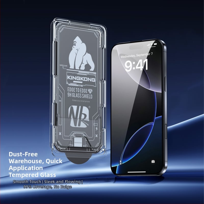 Temperēta stikla priekšējā ekrāna aizsargs iPhone 14 Pro Max – Putekļu izturīgs, Pilns ekrāns, Privātuma aizsardzība, Ātrās uzstādīšanas komplekts