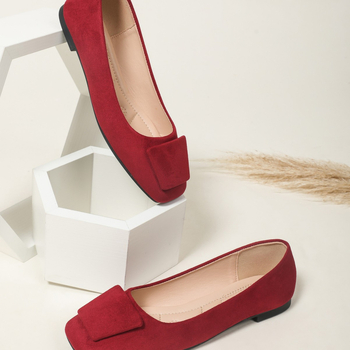 Ženske ravne cipele s kvadratnim nosom, gornji dio corduroya, PU ulošak, gumeni đon, niski pet