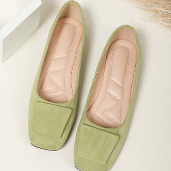 Ženske ravne cipele s kvadratnim nosom, gornji dio corduroya, PU ulošak, gumeni đon, niski pet