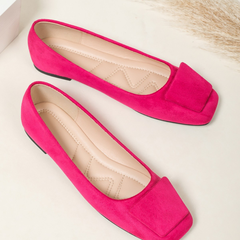 Ženske ravne cipele s kvadratnim nosom, gornji dio corduroya, PU ulošak, gumeni đon, niski pet