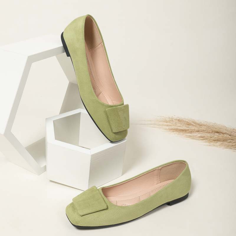 Ženske ravne cipele s kvadratnim nosom, gornji dio corduroya, PU ulošak, gumeni đon, niski pet