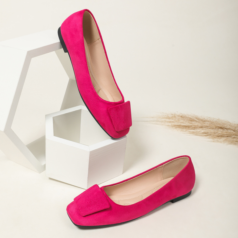 Ženske ravne cipele s kvadratnim nosom, gornji dio corduroya, PU ulošak, gumeni đon, niski pet