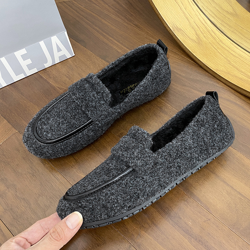 Női téli slip-on papucs Xishi Velvet felsőrésszel, belső műszőrme bélés, alacsony szár, gumírozott talp, koreai stílus