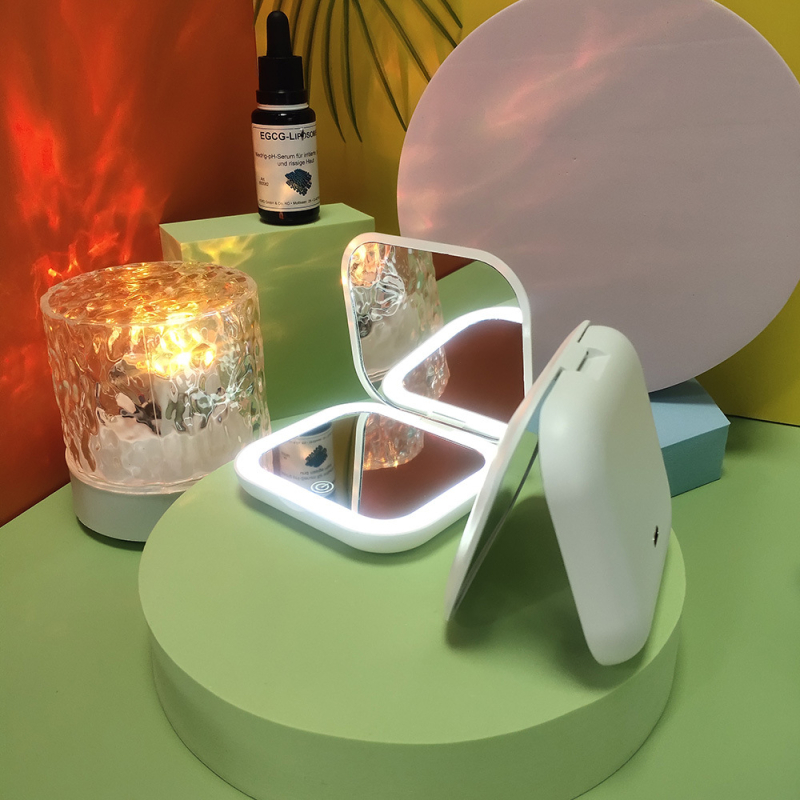 Salokāms HD dubultā spogulis ar palielinājumu, ABS rāmis, lēca 9×10 mm, vannas istabai