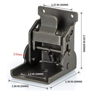 Πτυσσόμενος μεντεσές για σύνδεση ποδιού τραπεζιού από σφυρηλατό σίδηρο, 90° αυτοκλειδόμενος, μοντέρνο μινιμαλιστικό στυλ (Υλικό: Σίδηρος; Φινίρισμα: Ηλεκτροπλακασία; Τύπος: Πτυσσόμενος μεντεσές)