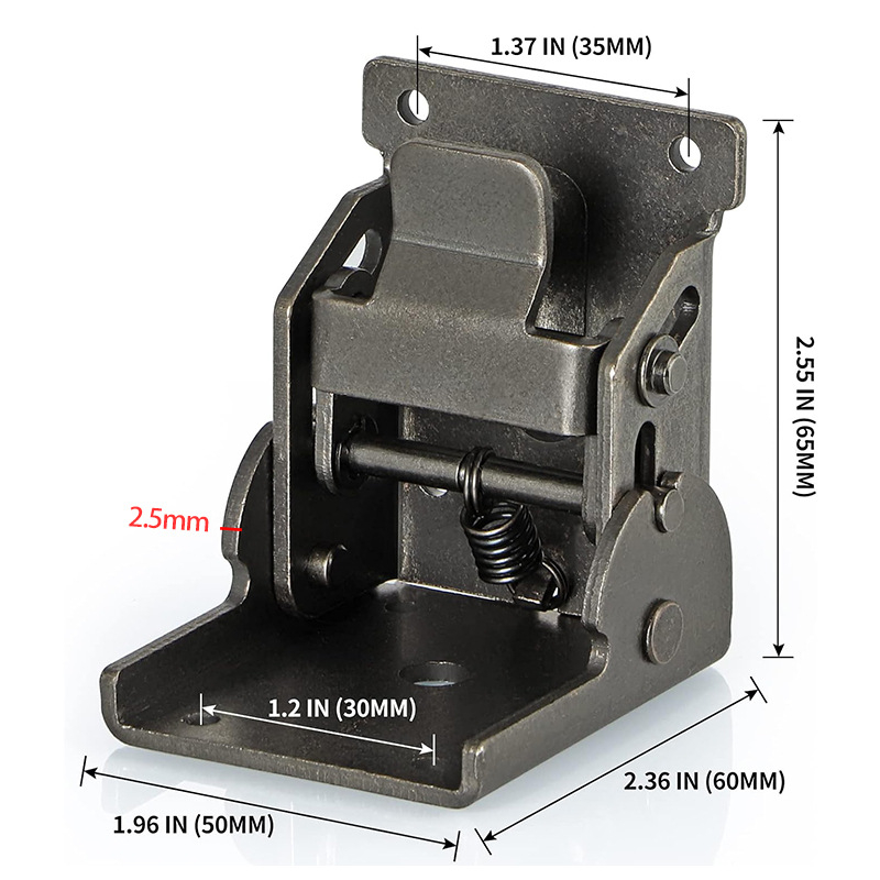 Sklopivi šarnir za spoj nožnog stola od željeza, 90° samouzlakavajući, moderni minimalistički stil (Materijal: Željezo; Obrada: Elektroplakiranje; Tip: Sklopivi šarnir)