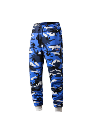 Muške hlače s kamuflažom, ravni kroj, duge, srednji pojas, pamučni materijal.