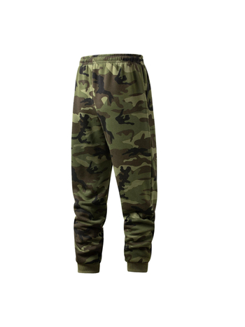 Ανδρικά παντελόνια καμουφλάζ, ίσιο κόψιμο, μακρύ μήκος, μεσαία μέση, βαμβακερό πλεκτό ύφασμα.