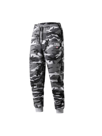 Ανδρικά παντελόνια καμουφλάζ, ίσιο κόψιμο, μακρύ μήκος, μεσαία μέση, βαμβακερό πλεκτό ύφασμα.
