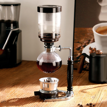 Bincoo Set sifon cafea, Stil minimalist modern, Geam rezistent la temperatură, Materiale: sticlă borosilicată înaltă + ABS + Fier