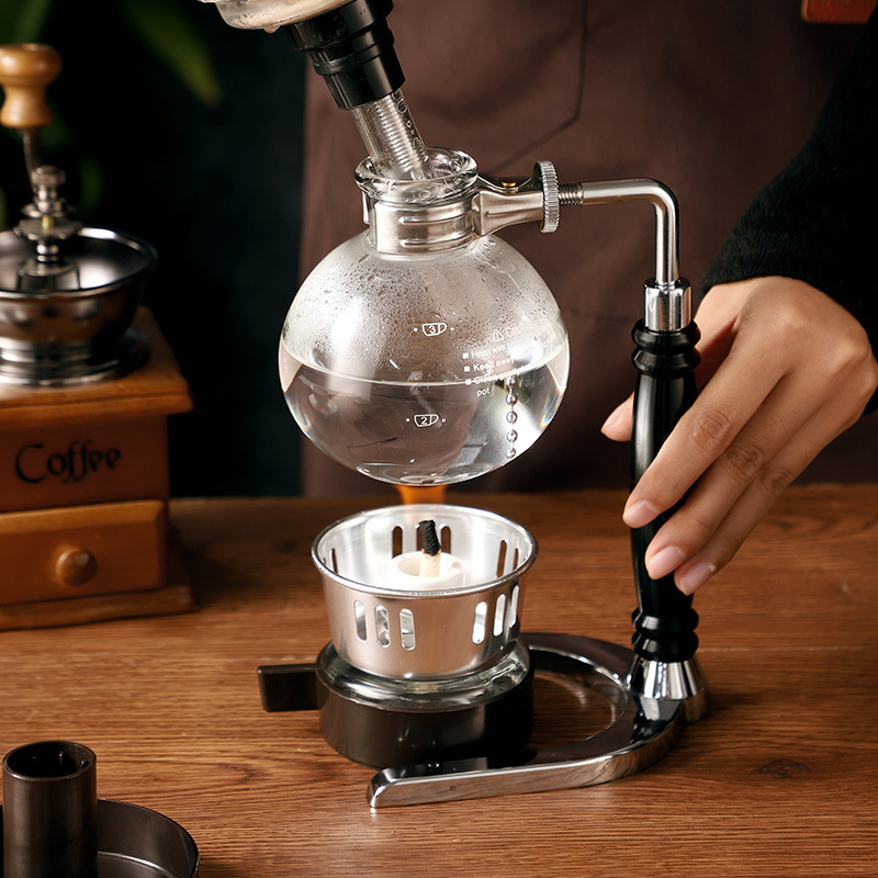 Bincoo Set sifon cafea, Stil minimalist modern, Geam rezistent la temperatură, Materiale: sticlă borosilicată înaltă + ABS + Fier