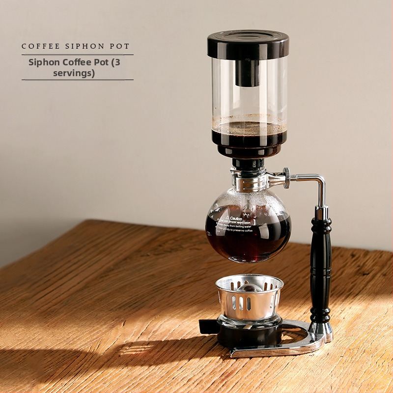 Bincoo Set sifon cafea, Stil minimalist modern, Geam rezistent la temperatură, Materiale: sticlă borosilicată înaltă + ABS + Fier