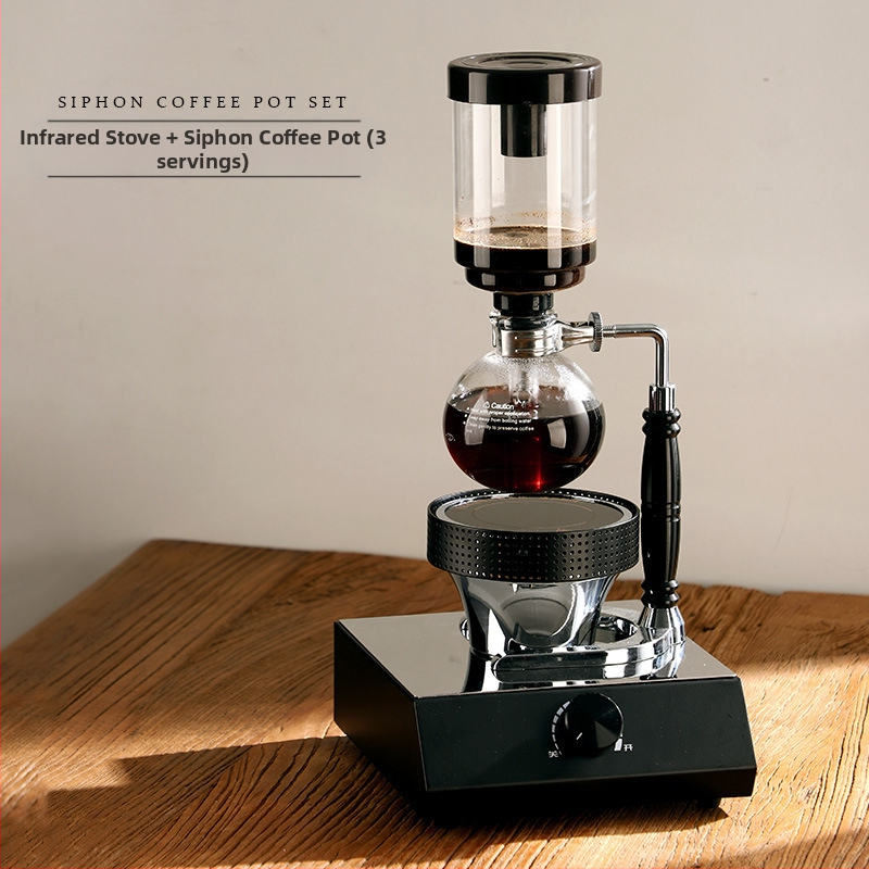 Bincoo Set sifon cafea, Stil minimalist modern, Geam rezistent la temperatură, Materiale: sticlă borosilicată înaltă + ABS + Fier